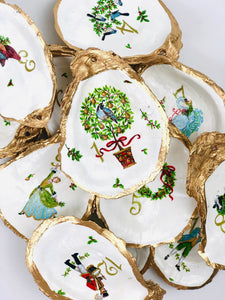 The 12 Days of Christmas Statement Oyster Ornament Set
